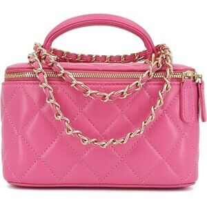 Women's Pink Mini Top Leather Quilted Crossbody Handle Shoulder Hand bag